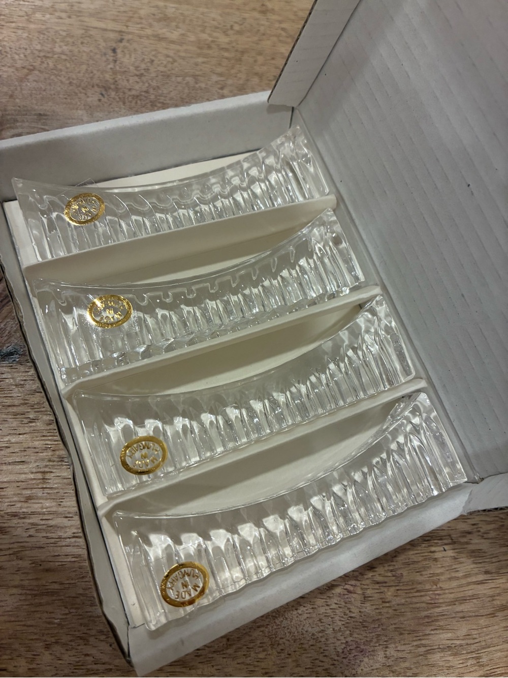 Set of 12 Vintage Glass Knife Rest Serving Display Made in Hungary